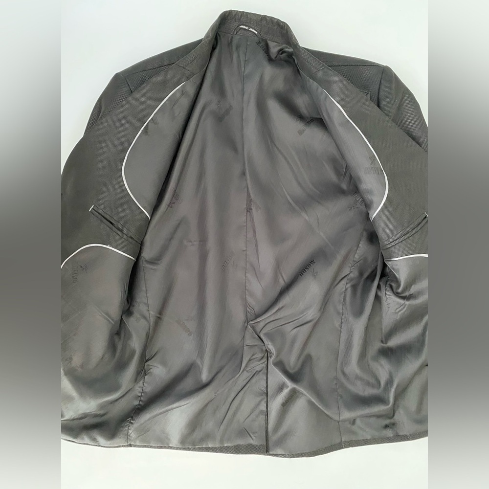 Mondo Menswear Blazer Jacket Black Zipper Leather Accent New size X-Large - Picture 14 of 15